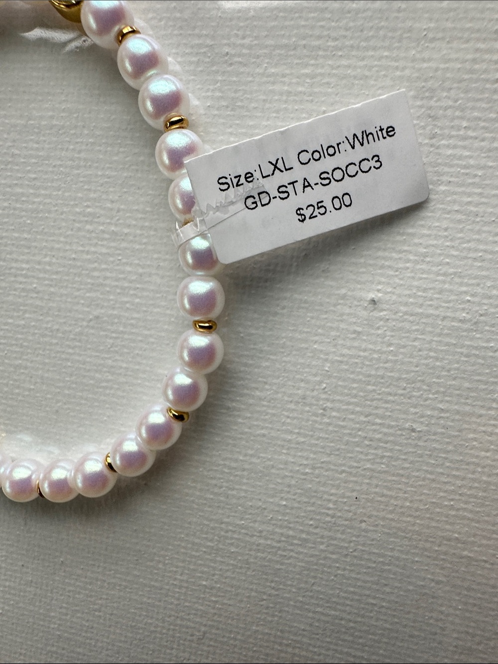 Little Words Project Soccer Pearl Base Bracelet with Gold Accents White Size ML - Picture 7 of 8